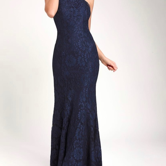 Lulas Every Memory N.Blue Lace Halter Maxi Dress - Picture 4 of 7